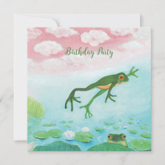 A green Frog Jumps Into The Pond Party