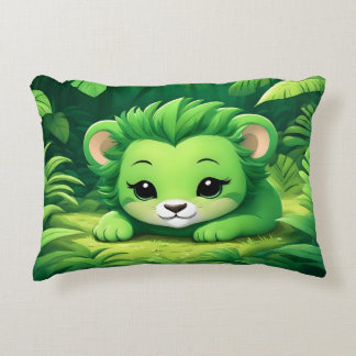 A Green Lion Cub in the Jungle Pillow