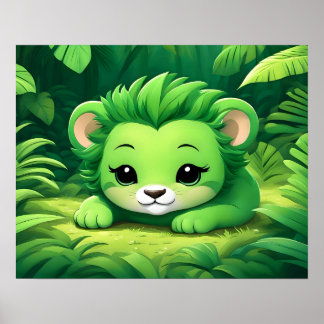 A Green Lion Cub in the Jungle Poster