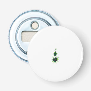 a green rose with leaves on a white background bottle opener