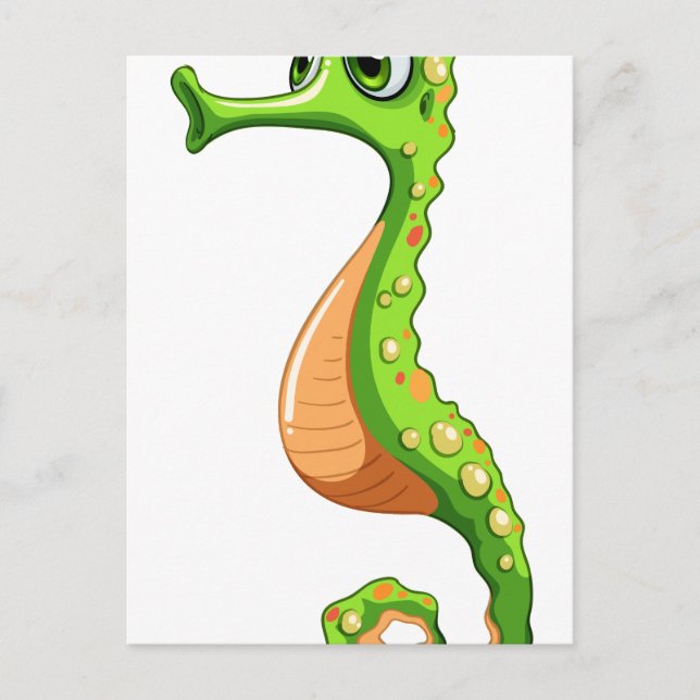 A green seahorse postcard (Front)