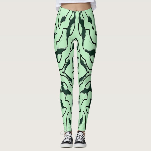 A green seamless "Ratti_Creative_Arts" Leggings (Front)