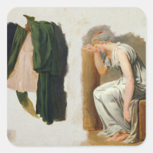 A green toga and Camille Square Sticker