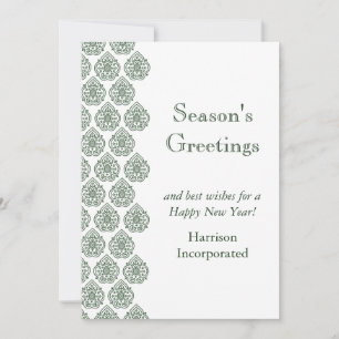 A Green Vintage Damask Holiday Card (corp)