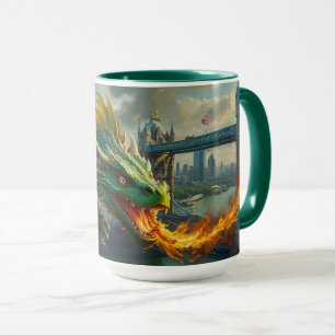 A Green Welsh Dragon Terrorizes London Mug