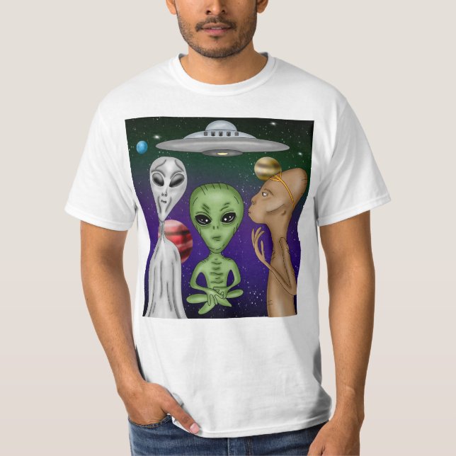 A Grey, Little Green, Anunnaki Alien Drawing T-Shirt (Front)