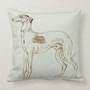 A Greyhound, Facing Left (pen & ink on paper) Cushion