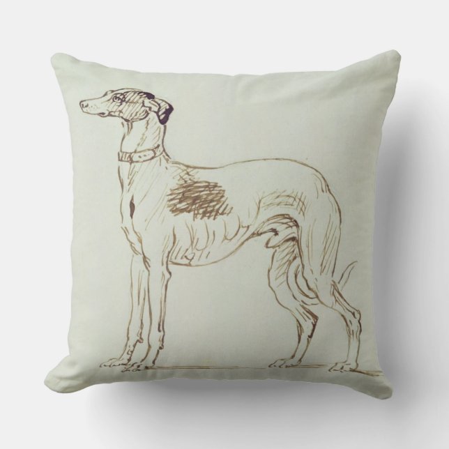 A Greyhound, Facing Left (pen & ink on paper) Cushion (Front)