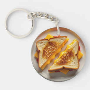 A Grilled Cheese Sandwich on a Plate Key Ring