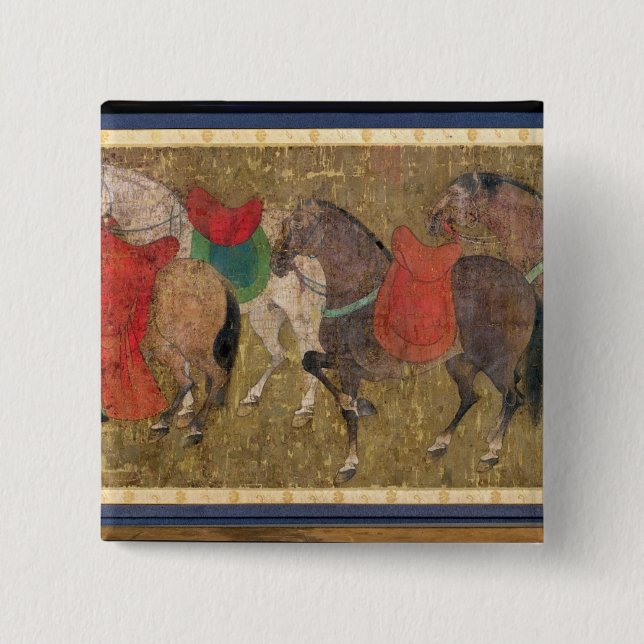A Groom with Horses 15 Cm Square Badge (Front)