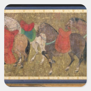 A Groom with Horses Square Sticker