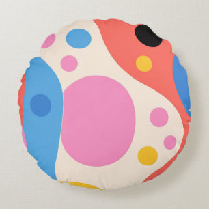 A Groovy Explosion of Color and Shape Round Cushion