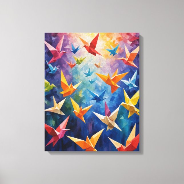 a group of colourful birds origami canvas print (Front)