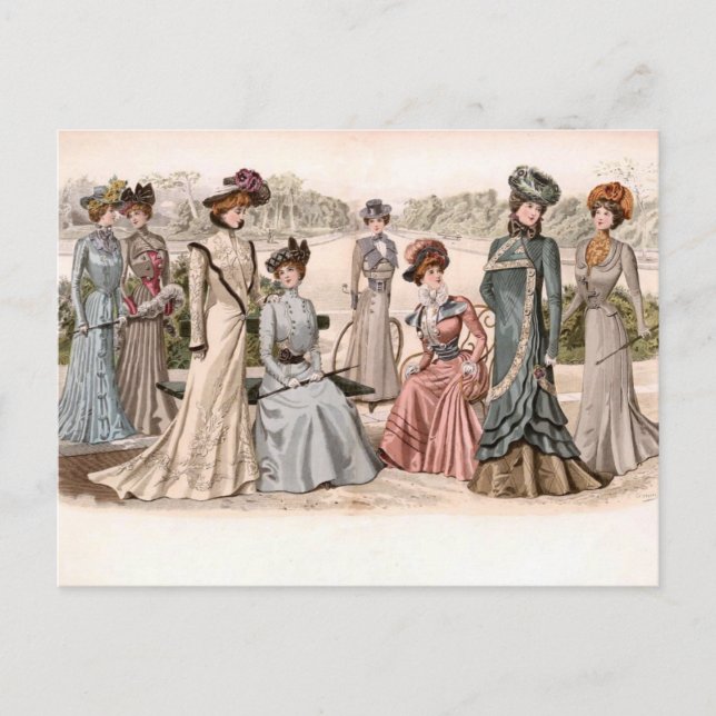A Group of Edwardian Ladies Vintage Fashion      Postcard (Front)