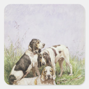 A Group of French Hounds Square Sticker