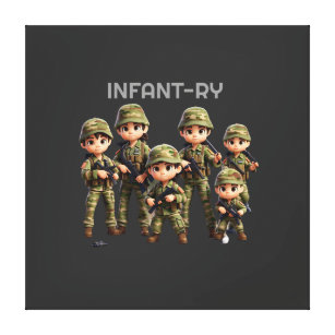 A Group Of Infants In Army Camouflage Uniform Canvas Print