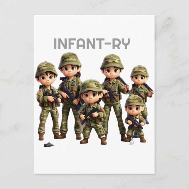 A Group Of Infants In Army Camouflage Uniform Postcard (Front)