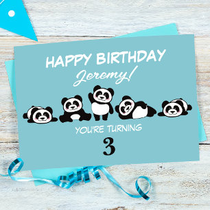A Group of Pandas Personalised Birthday Card