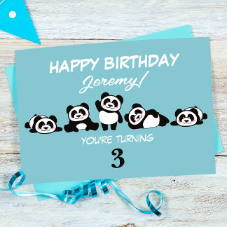 A Group of Pandas Personalised Birthday Card