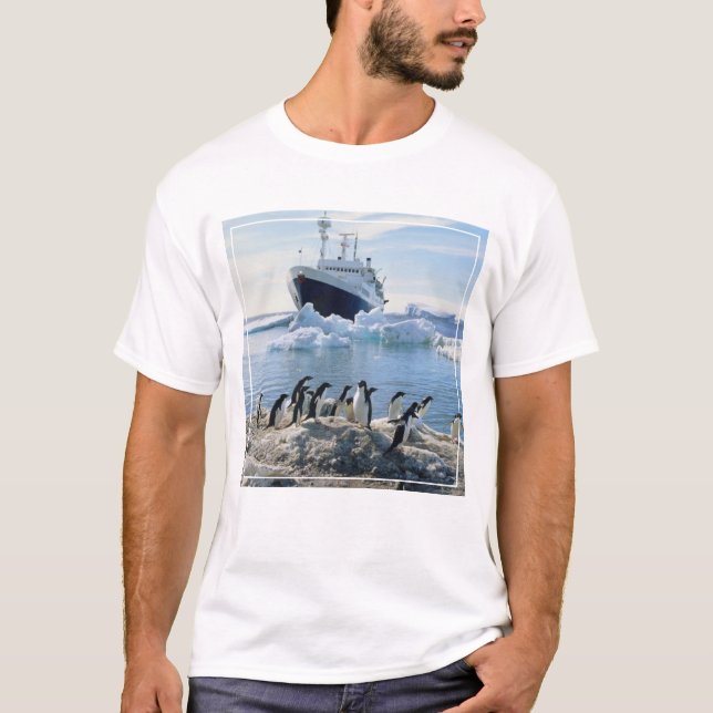 A Group Of Penguins Standing On An Icy Beach T-Shirt (Front)