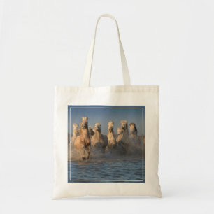 A Group Of White Horses In The Camargue Region Tote Bag