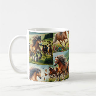 A group of wild horses running coffee mug