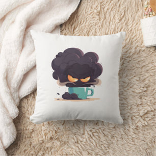 A grumpy coffee cup cushion