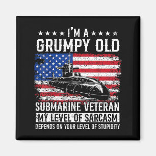 A Grumpy Old Submarine Veteran Flag USA Submariner Magnet
