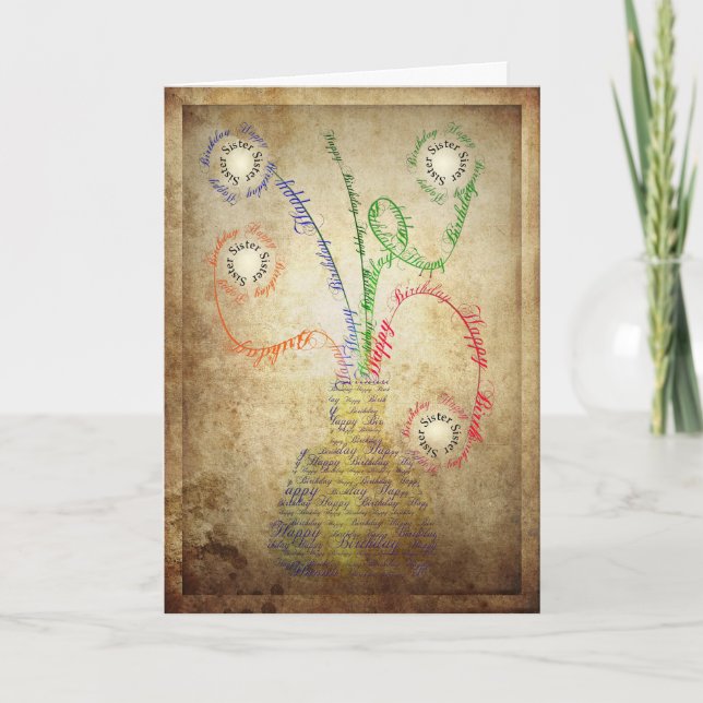 A grungy birthday card for a sister (Front)