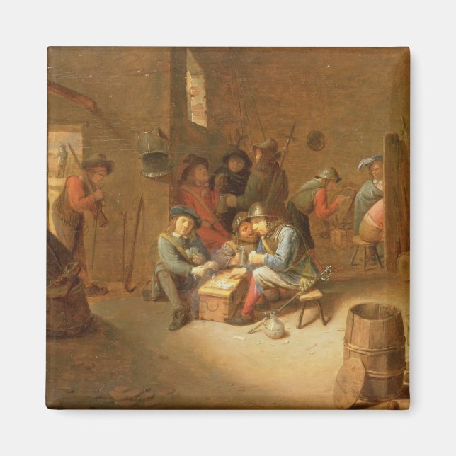A Guardroom Interior with Soldiers playing Cards ( Magnet (Front)