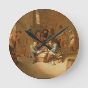 A Guardroom Interior with Soldiers playing Cards ( Round Clock