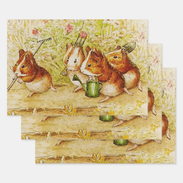 A Guinea Pig Garden of Our Own by Beatrix Potter Wrapping Paper Sheet (Set)