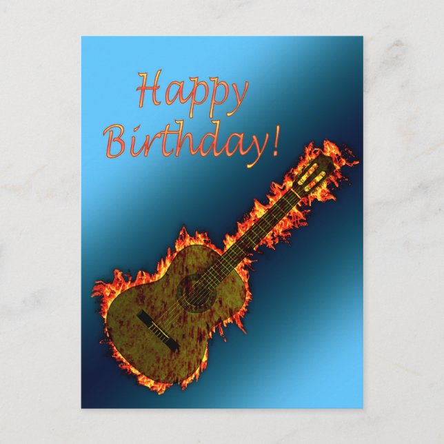 A guitar so hot you can see the flames postcard (Front)