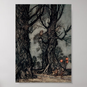 "A Halloween Hunt" illustration 5 x 7 on canvas Poster