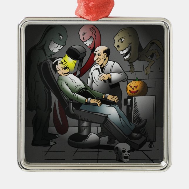 A Halloween night at the dentist Metal Tree Decoration (Front)
