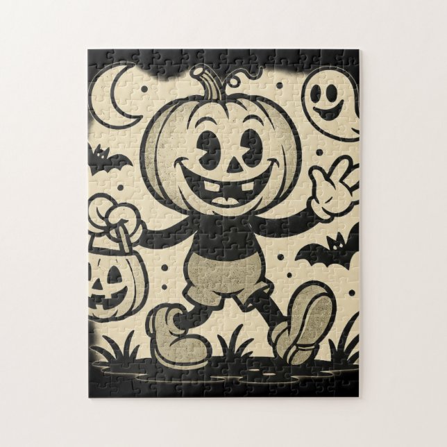 A Halloween puzzle with a retro comic book feel. (Vertical)