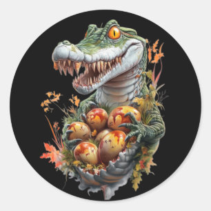 A Halloween sticker. A crocodile with huge teeth Classic Round Sticker
