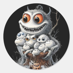 A Halloween sticker. Monsters are waiting for you! Classic Round Sticker