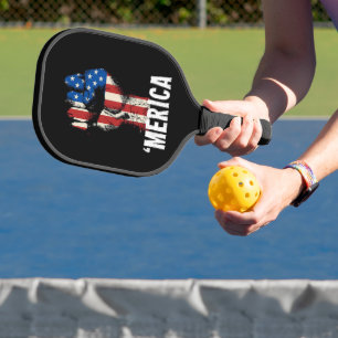 A Hand Fist American Flag 'MERICA' Pickleball Paddle