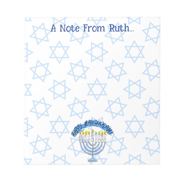 A Hanukkah Note From... Personalised Notepad (Front)