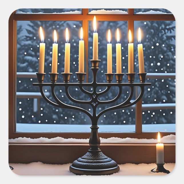 A Hanukkah Winter Night  Square Sticker (Front)