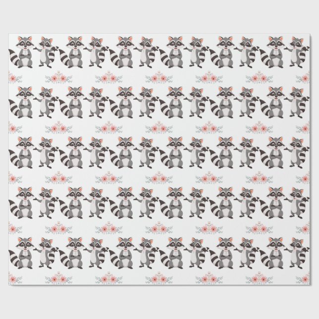A happy and playful mood, just like the raccoons. wrapping paper (Flat)