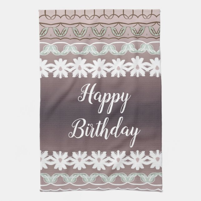 A Happy Birthday Kitchen Tea Towel (Vertical)