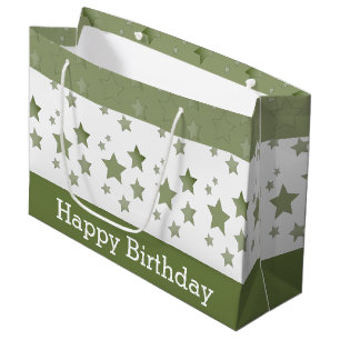 A Happy Birthday Large Green and White Gift Bag