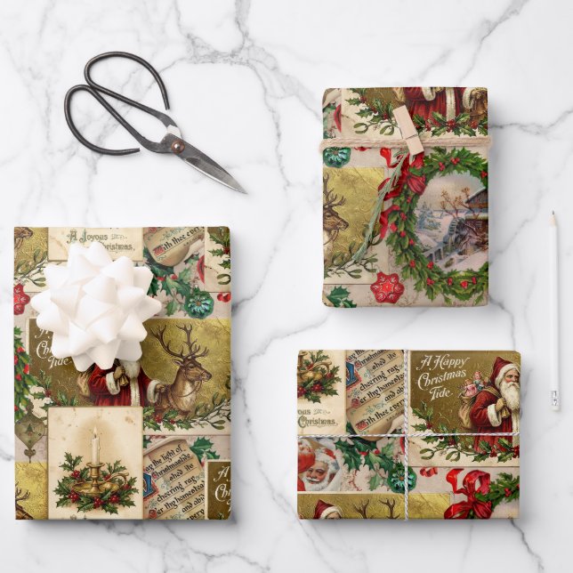 A Happy Christmas Tide Wrapping Paper Sheet (Front)