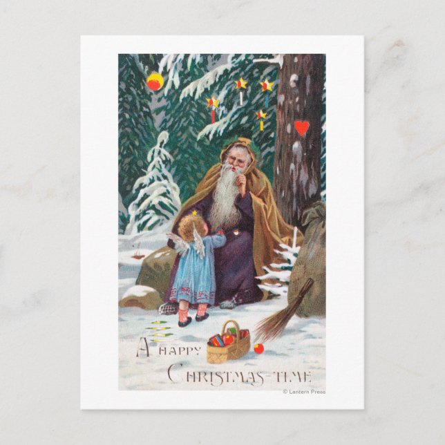 A Happy Christmas Time Father Christmas with Holiday Postcard (Front)