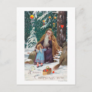 A Happy Christmas Time Father Christmas with Holiday Postcard