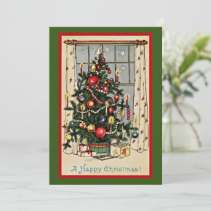 A Happy Christmas, vintage illustration, Card