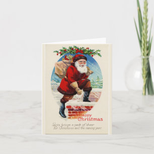 A Happy Christmas Vintage Santa Note Card