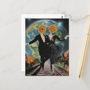 A Happy Couple Dance Surreal Collage Postcard